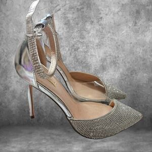 Glaze /Silver  & Clear Rhinestone Stiletto Heels